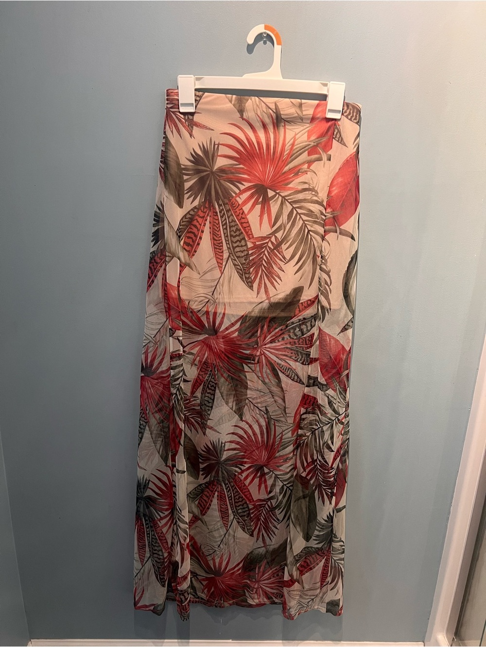 Windsor Tropical Leaf Maxi Skirt - Red & Green